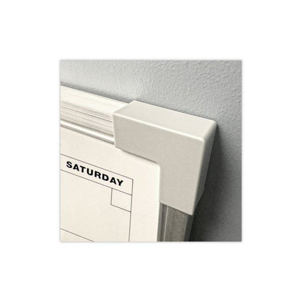 Framed Calendar Dry Erase Board, Monthly Planning/Scheduling, 24'' x 18'', White Surface, Satin Aluminum Frame - Flipside