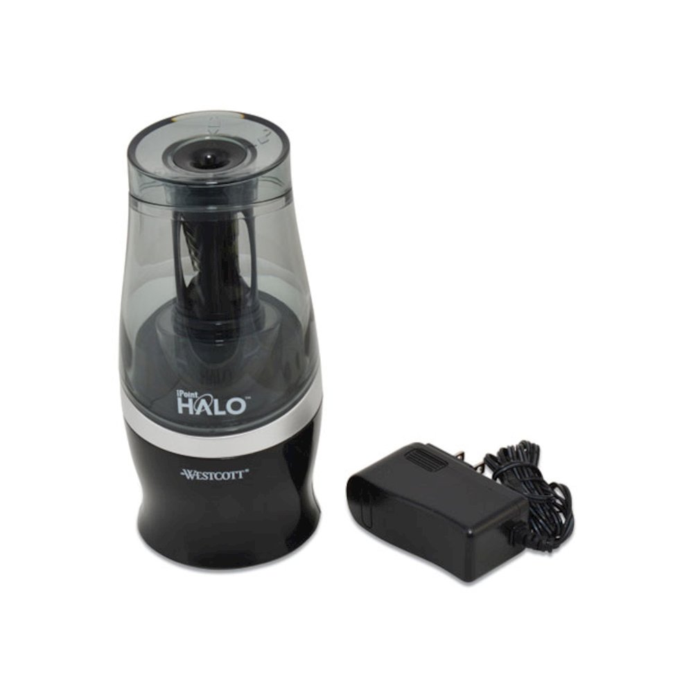 Halo Colored Pencil Non-Stick Electric Sharpener, AC-Powered, 3.5 x 6.75, Black/Silver - Westcott