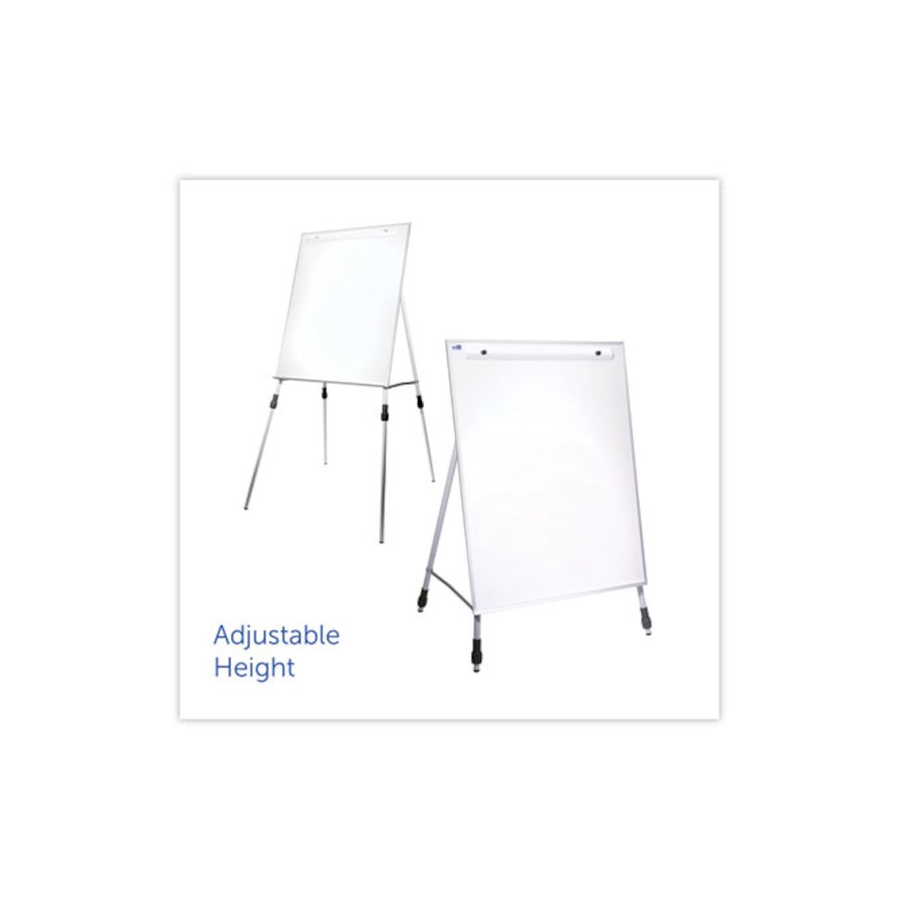 Adjustable Dry Erase Board, 27.5'' x 32'', White Surface, Satin Aluminum Frame - Flipside