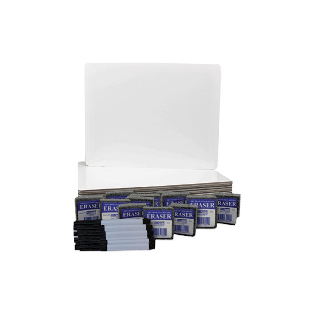 Dry-Erase Board Set, 12'' x 9'', White Surface, 12/Pack - Flipside