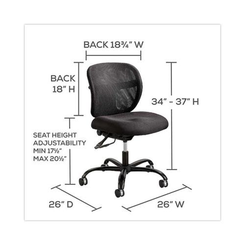 Vue Intensive-Use Mesh Task Chair, Supports Up to 500 lb, 18.5'' to 21'' Seat Height, Black Vinyl Seat/Back, Black Base - Safco