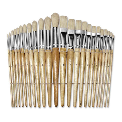 Creativity Street Preschool Brush Set - 24 Brush(es) Wood - Nickel Plated Ferrule