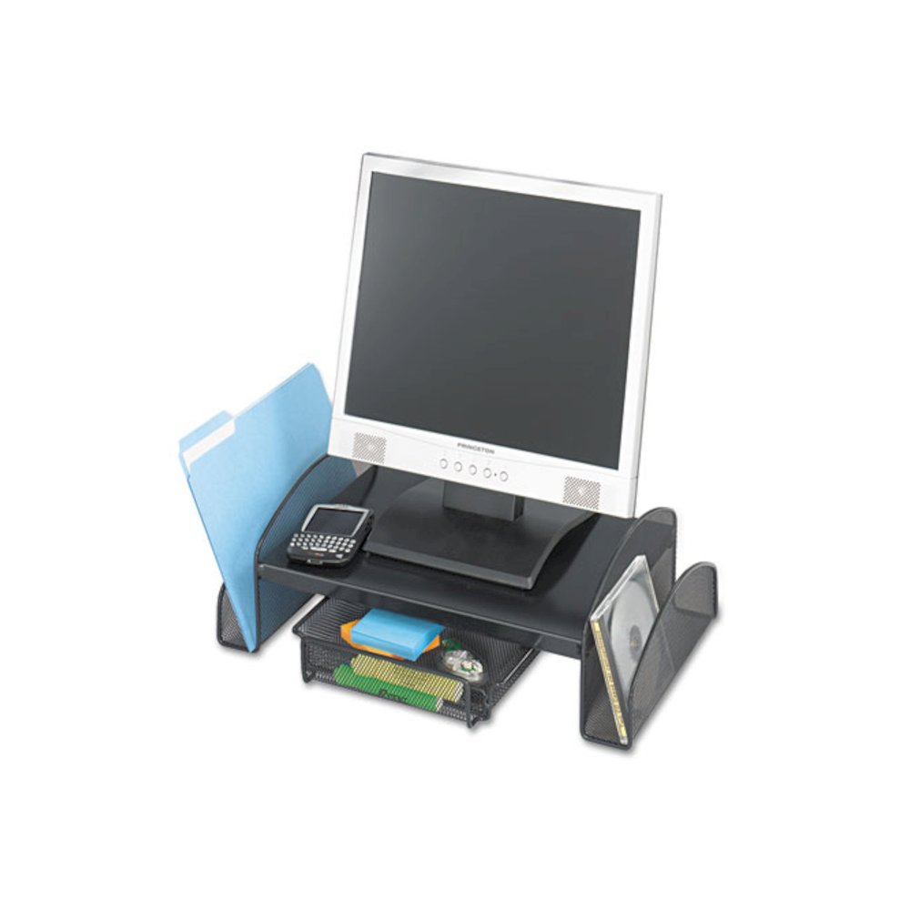 Onyx Mesh Monitor Stand, 19.25'' x 11.25'' x 6.25'', Black - Safco