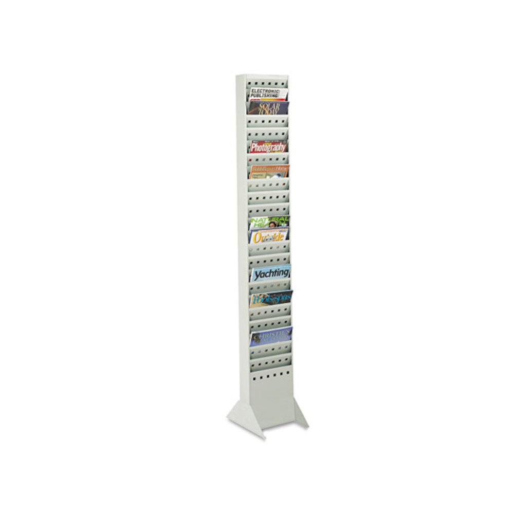 Steel Magazine Rack, 23 Compartments, 10w x 4d x 65.5h, Gray - Safco