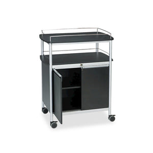 Mobile Beverage Cart, Plastic, 4 Shelves, 33.5'' x 21.75'' x 43'', Black - Safco