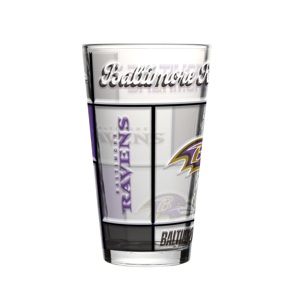 Baltimore Ravens Pint Glass 16oz Quilted Stained Boxed - Logo Brands