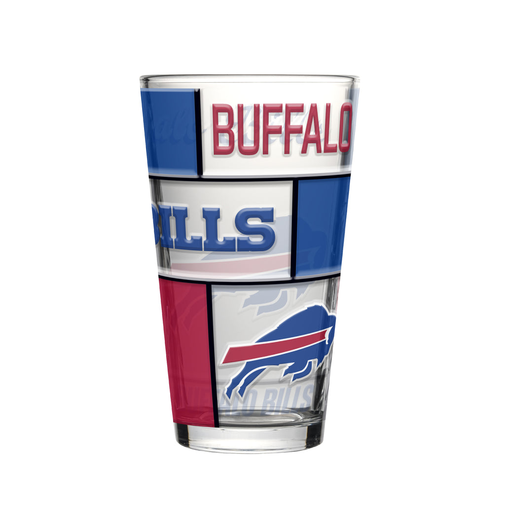 Buffalo Bills Pint Glass 16oz Quilted Stained Boxed - Logo Brands