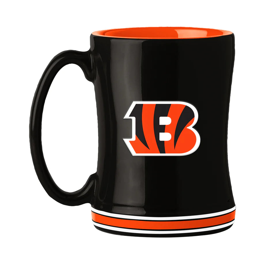 Cincinnati Bengals Coffee Mug 14oz Sculpted Relief Team Color - Logo Brands