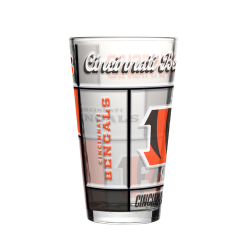 Cincinnati Bengals Pint Glass 16oz Quilted Stained Boxed - Logo Brands