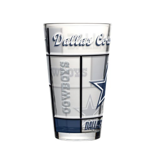 Dallas Cowboys Pint Glass 16oz Quilted Stained Boxed - Logo Brands
