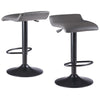 Tarah Adjustable Swivel Stools, 2-Pc Set, Black & Slate Gray - Winsome Wood