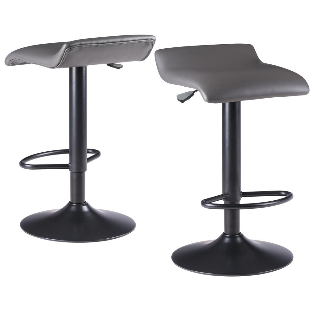 Tarah Adjustable Swivel Stools, 2-Pc Set, Black & Slate Gray - Winsome Wood