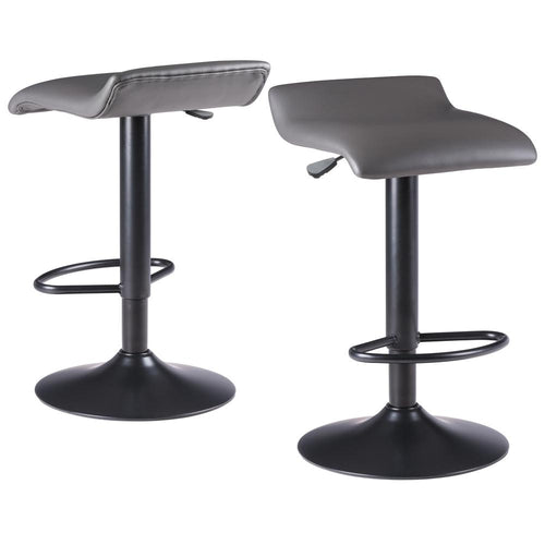 Tarah Adjustable Swivel Stools, 2-Pc Set, Black & Slate Gray - Winsome Wood