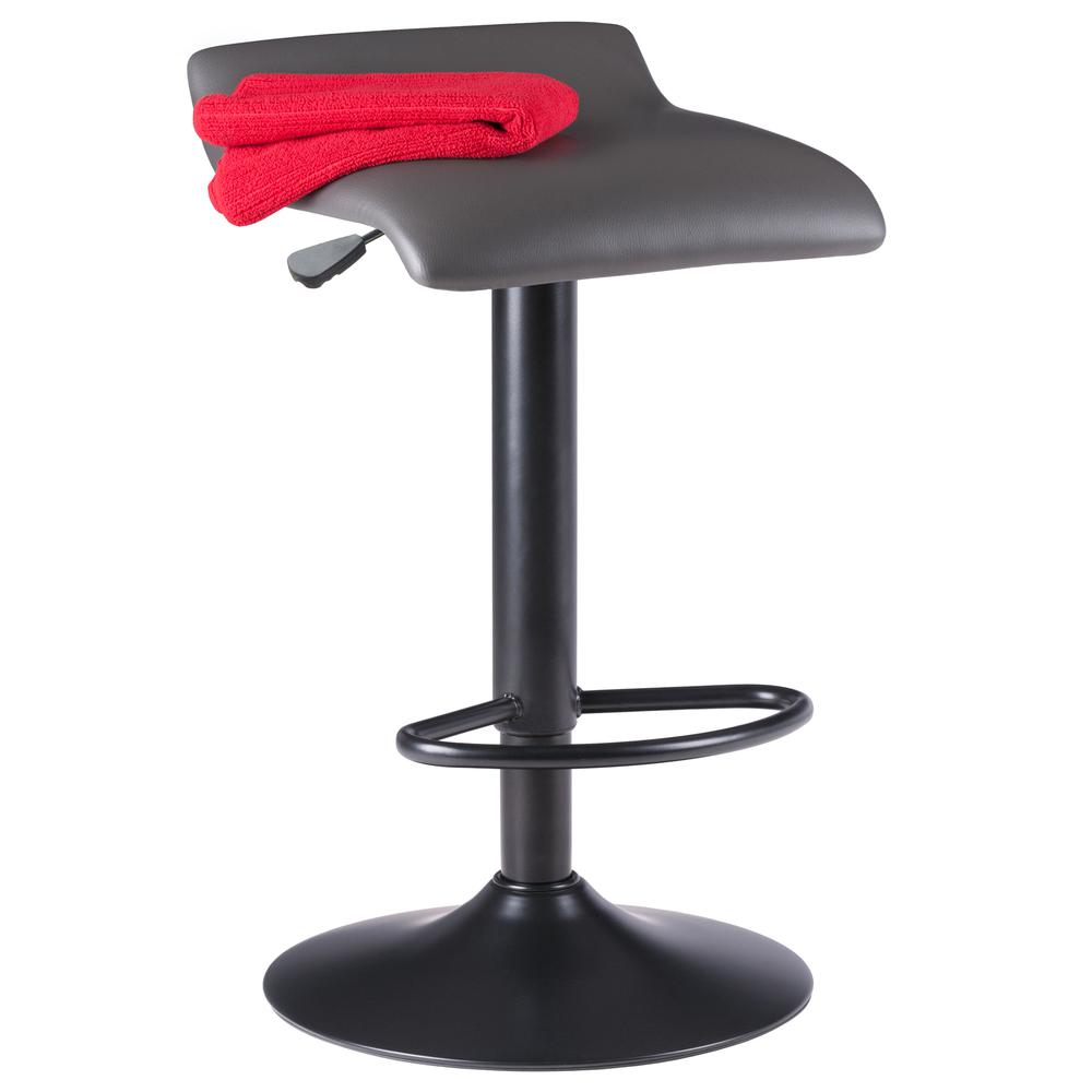 Tarah Adjustable Swivel Stools, 2-Pc Set, Black & Slate Gray - Winsome Wood