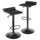 Obsidian Set of 2 Adjustable Swivel Air Lift Stool, Backless, Black PVC Seat, Black Metal Post and Base - Winsome Wood