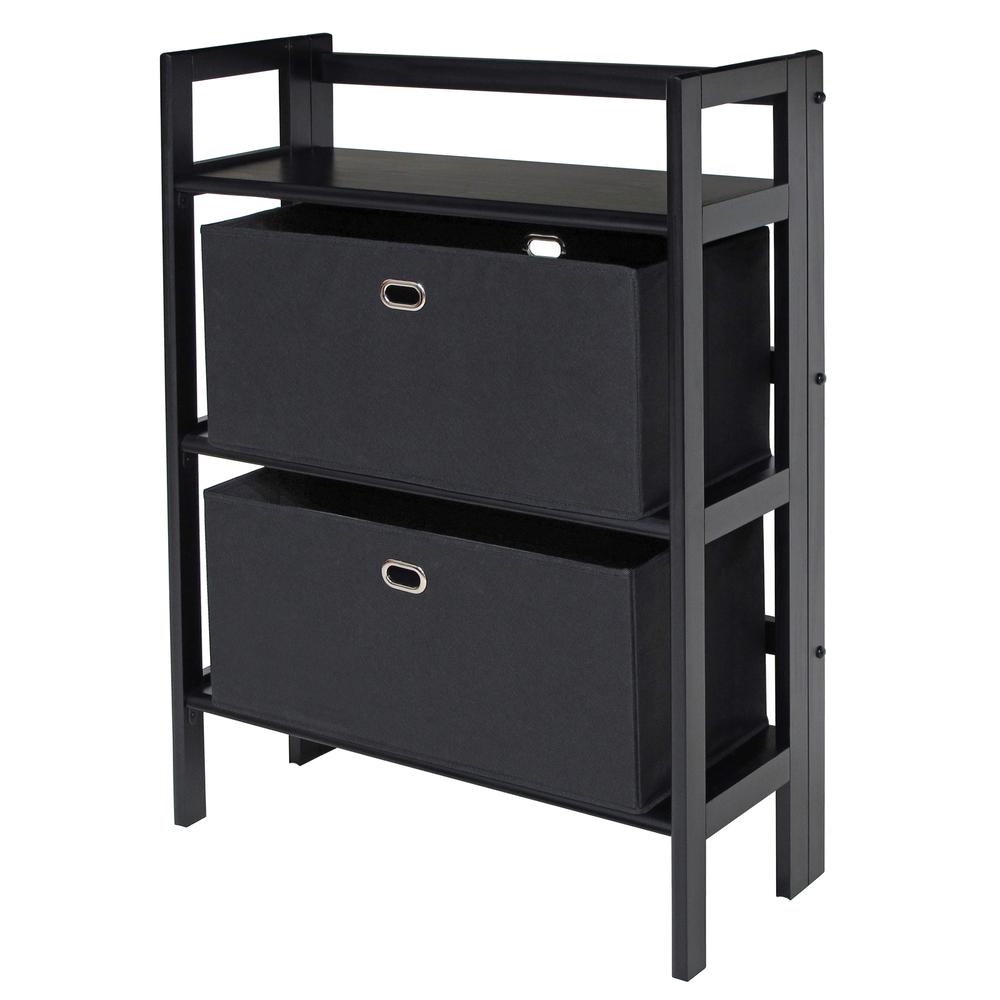 Torino 3-PC Set Folding Bookcase w/ Fabric Basket - Winsome Wood