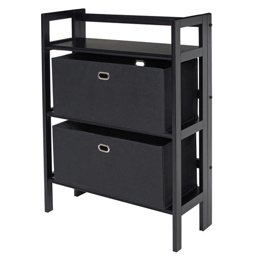 Torino 3-PC Set Folding Bookcase w/ Fabric Basket - Winsome Wood