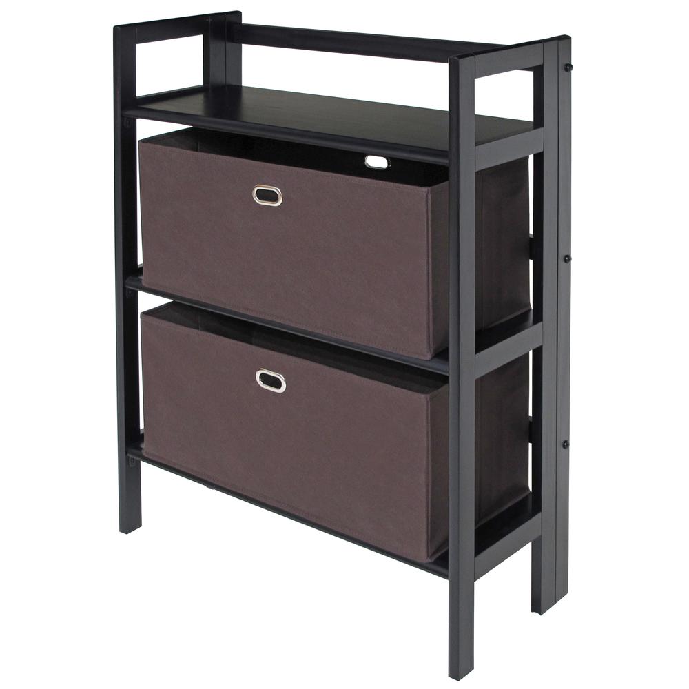 Torino 3-PC Set Folding Bookcase w/ Fabric Basket - Winsome Wood