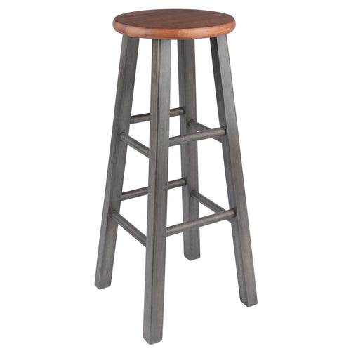 Ivy Bar Stool 29'', Rustic Teak / Gray Finish - Winsome Wood