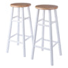 Huxton 2-Pc Bar Stools, 29'', Natural & White - Winsome Wood