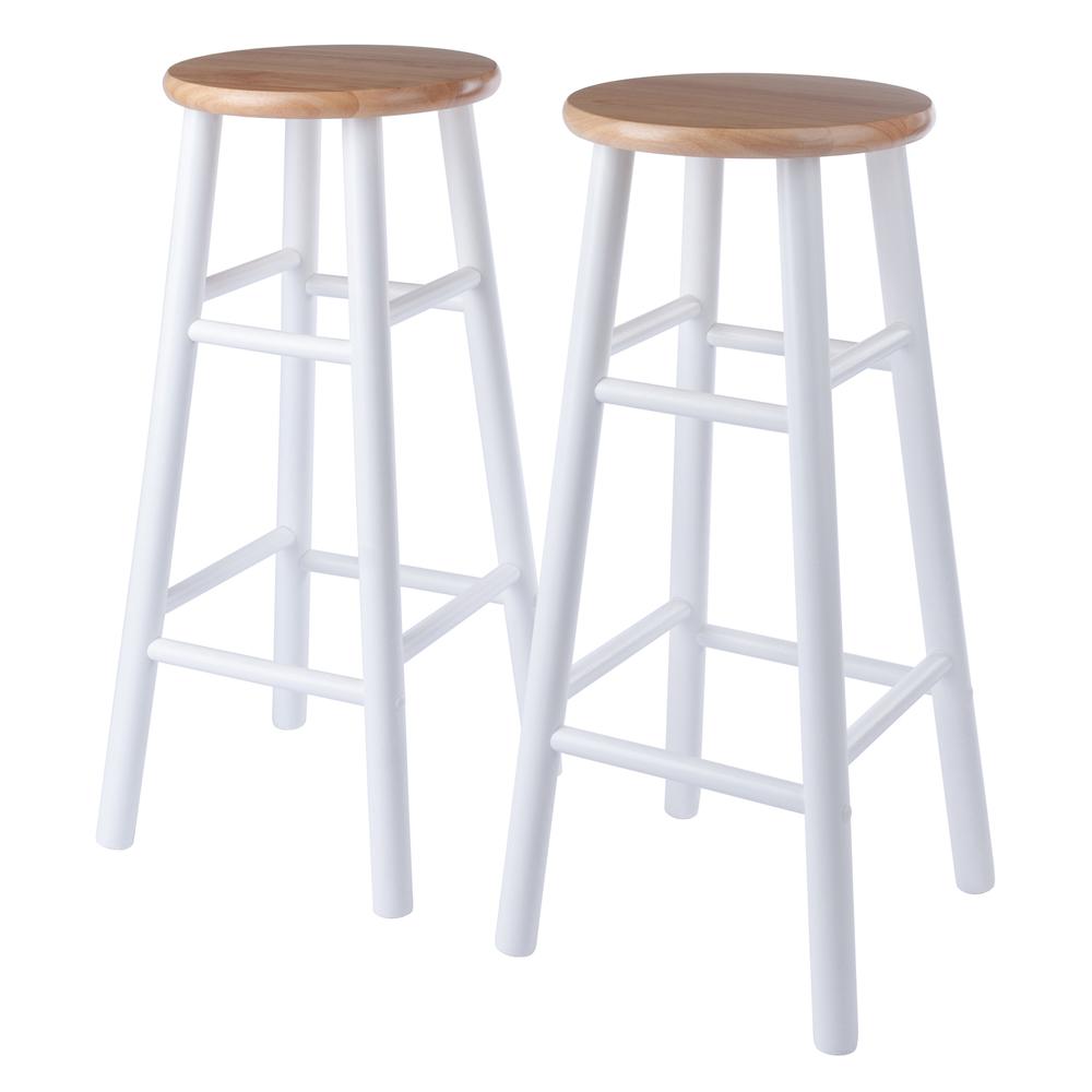 Huxton 2-Pc Bar Stools, 29'', Natural & White - Winsome Wood