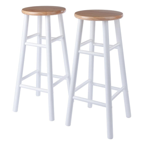 Huxton 2-Pc Bar Stools, 29'', Natural & White - Winsome Wood