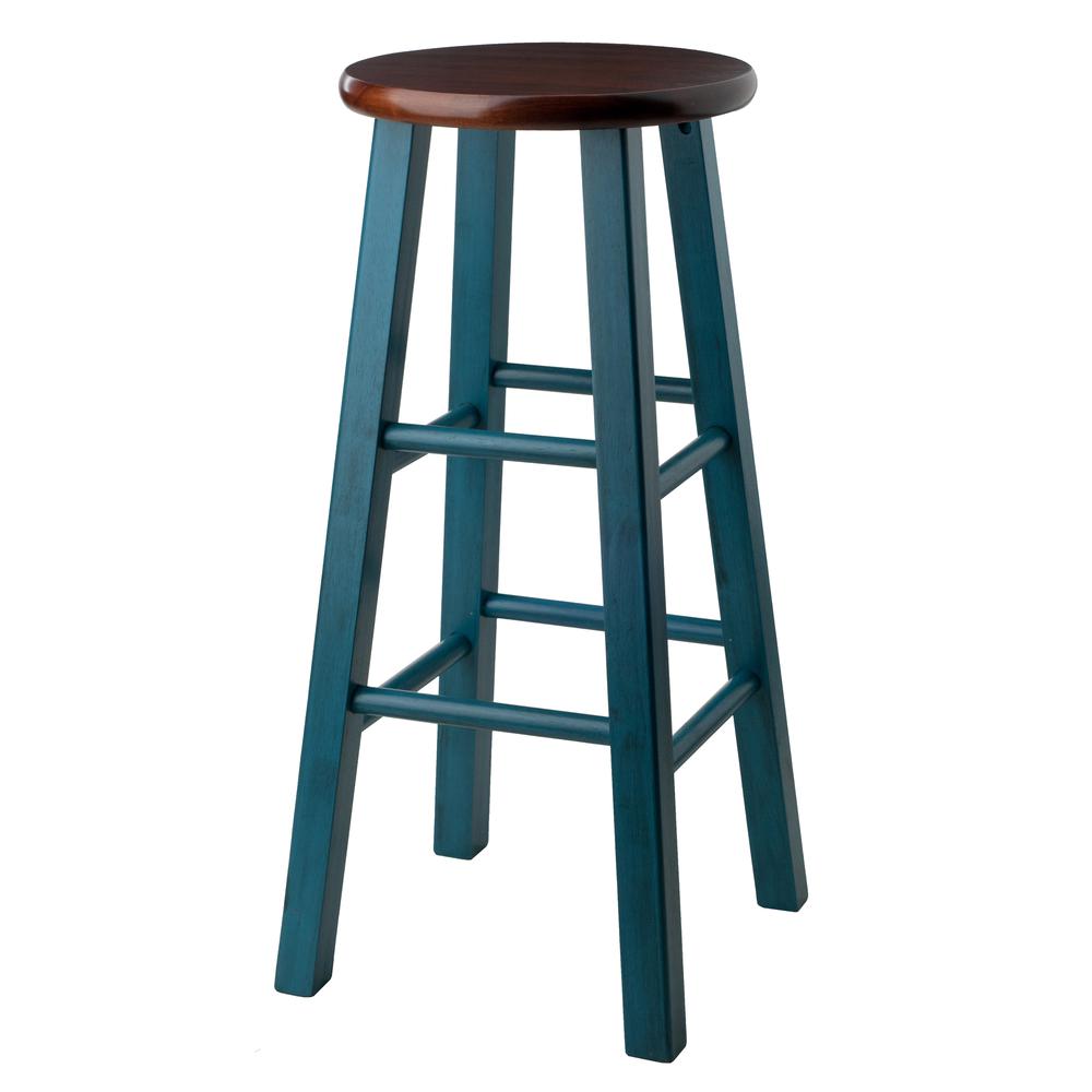 Ivy 29'' Bar Stool Rustic Teal w/ Walnut Seat - Winsome Wood