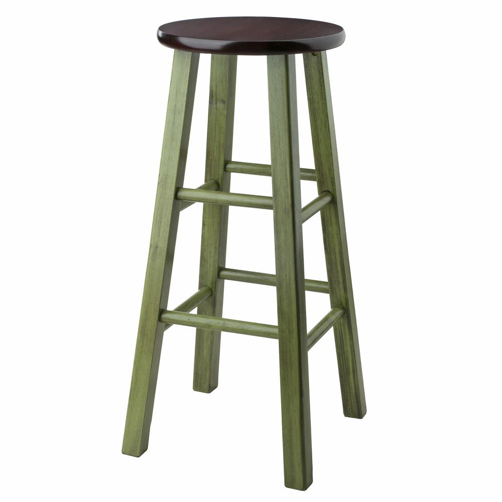 Ivy 29'' Bar Stool Rustic Green w/ Walnut Seat - Winsome Wood