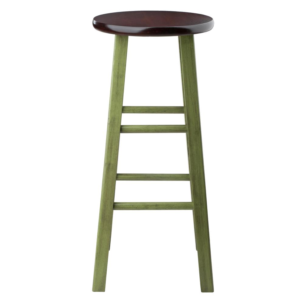 Ivy 29'' Bar Stool Rustic Green w/ Walnut Seat - Winsome Wood