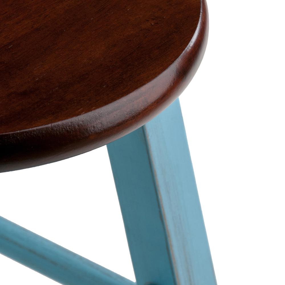 Ivy 29'' Bar Stool Rustic Light Blue w/ Walnut Seat - Winsome Wood