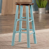 Ivy 29'' Bar Stool Rustic Light Blue w/ Walnut Seat - Winsome Wood