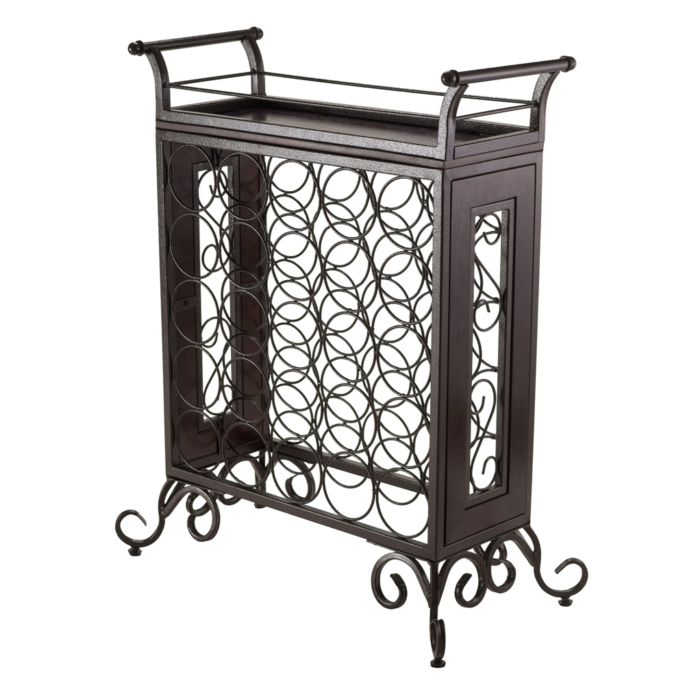 Silvano Wine Rack 5x5 with Removable Tray, Dark Bronze - Winsome Wood