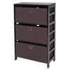 Torino 4-PC Set Storage Shelf w/ Black Fabric Baskets - Winsome Wood
