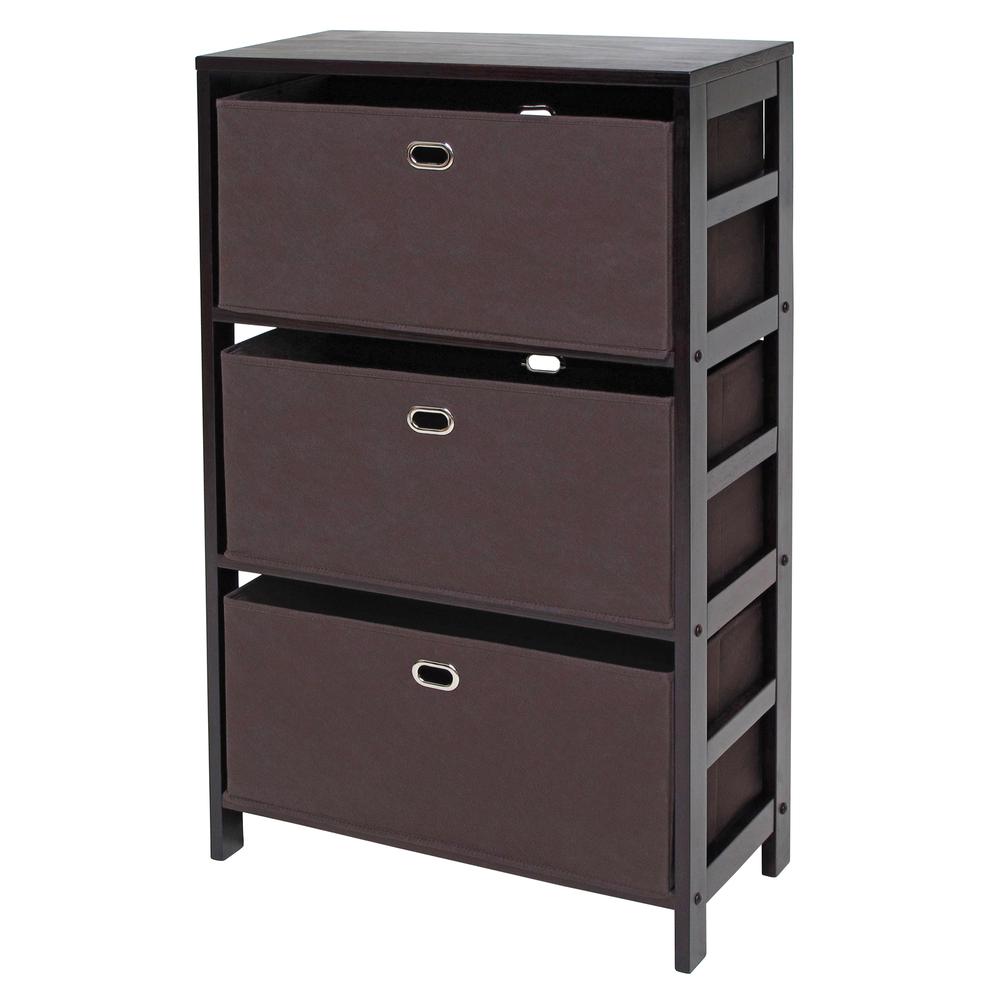 Torino 4-PC Set Storage Shelf w/ Black Fabric Baskets - Winsome Wood