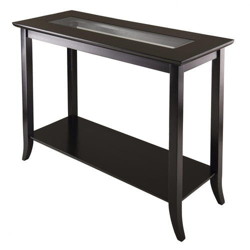 Genoa Rectangular Console Table with Glass and shelf - Winsome Wood