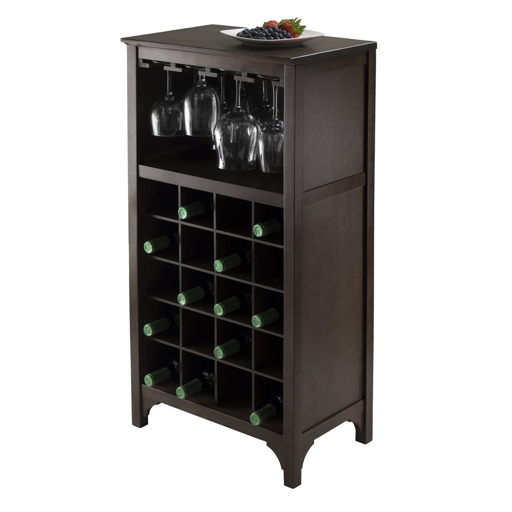 Ancona Modular Wine Cabinet with Glass Rack & 20-Bottle - Winsome Wood