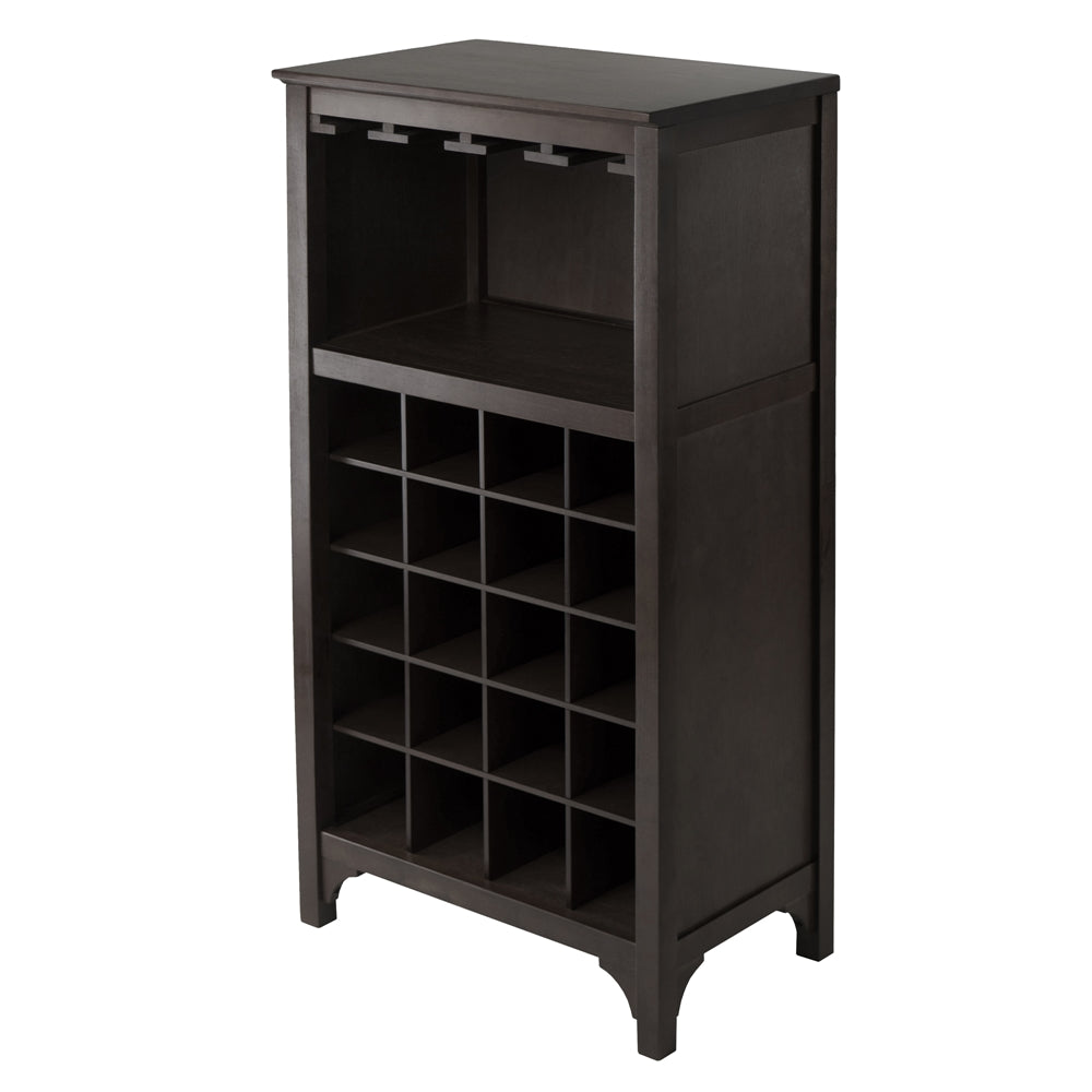 Ancona Modular Wine Cabinet with Glass Rack & 20-Bottle - Winsome Wood