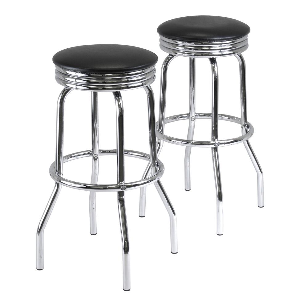 Summit 2-PC Swivel Stools with Faux Leather - Winsome Wood