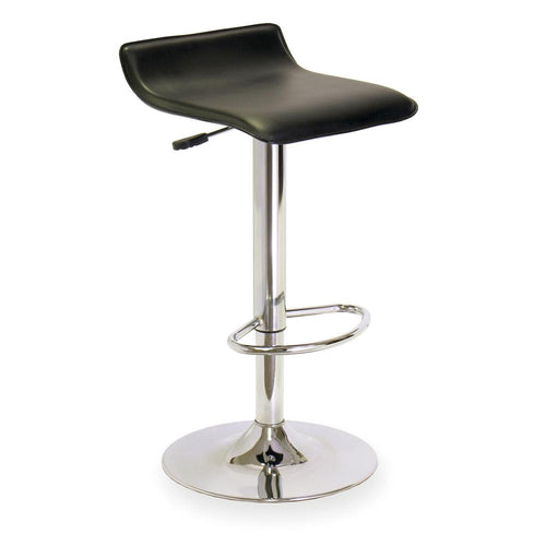 Single Airlift Swivel Stool with Black Faux Leather Seat - Winsome Wood