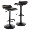 Paris Set of 2 Airlift Adjustable Swivel Stool with PU Leather Seat and Black Metal Base - Winsome Wood
