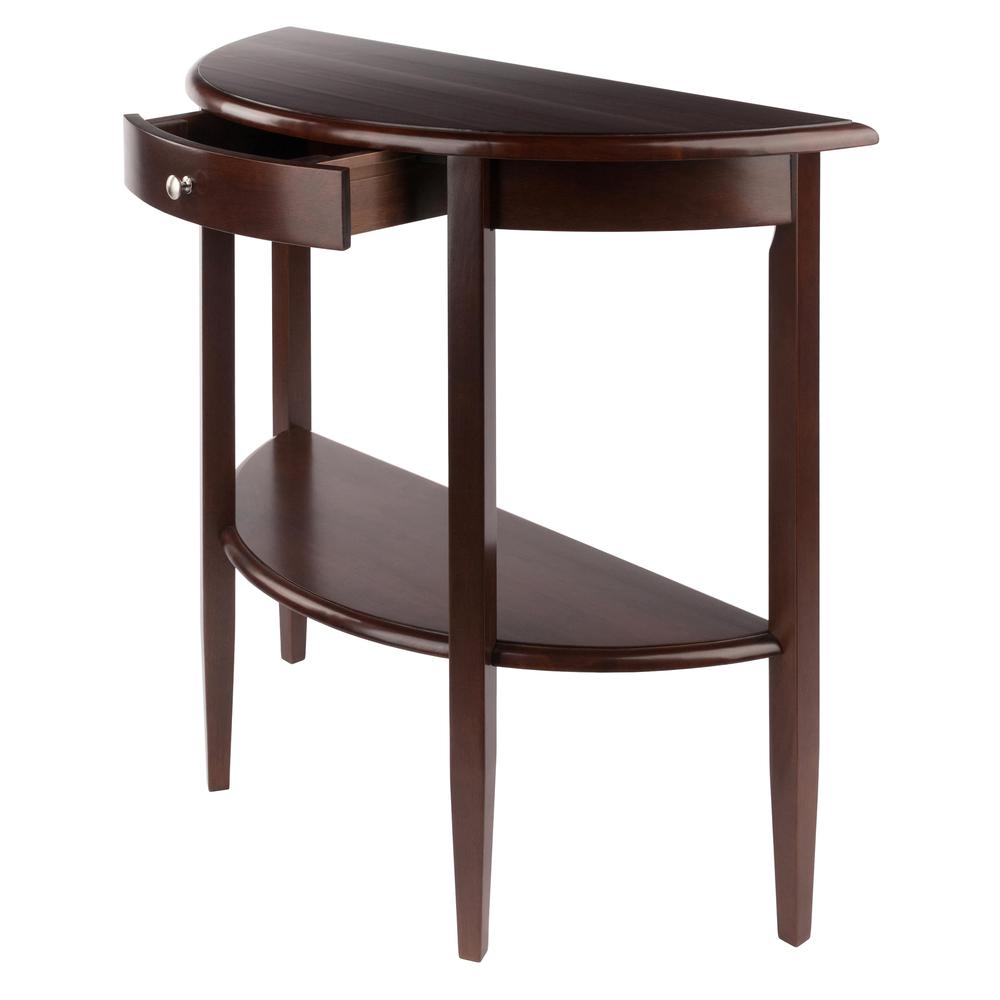 Concord Hall / Console Table,  Half Moon with Drawer, Shelf - Winsome Wood