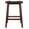 Mona 24'' Cushion Saddle Seat Stool, Black Faux Leather, Wood Legs, RTA - Winsome Wood
