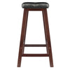 Mona 24'' Cushion Saddle Seat Stool, Black Faux Leather, Wood Legs, RTA - Winsome Wood