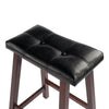Mona 24'' Cushion Saddle Seat Stool, Black Faux Leather, Wood Legs, RTA - Winsome Wood