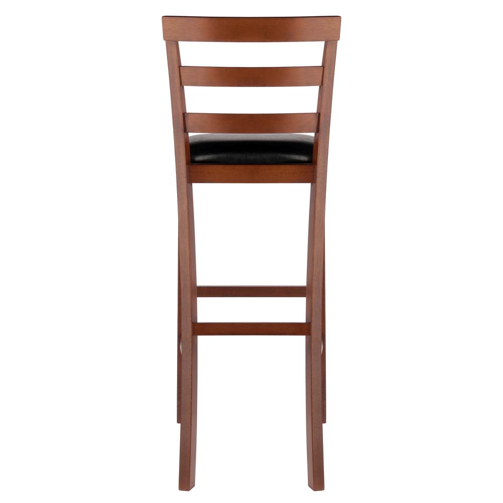 Simone Cushion Ladder-back Seat Bar Stools, 2-Pc Set, Black & Walnut - Winsome Wood