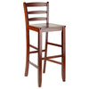 Benjamin 2-PC Ladder Back 30'' Bar Stool Set Antique Walnut - Winsome Wood