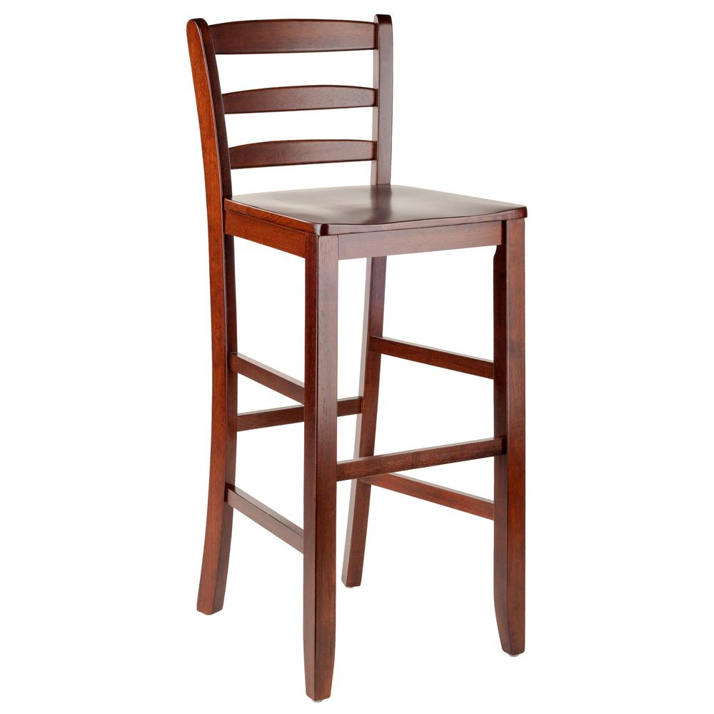 Benjamin 2-PC Ladder Back 30'' Bar Stool Set Antique Walnut - Winsome Wood