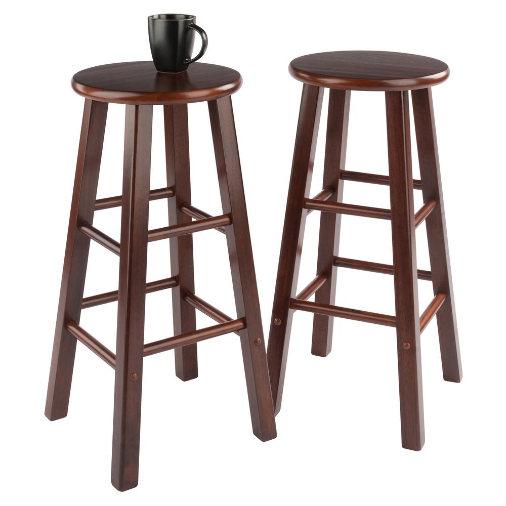 Element Bar Stools, 2-Pc Set, Walnut - Winsome Wood