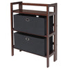 Torino 3-PC Set Folding Bookcase w/ Fabric Basket - Winsome Wood