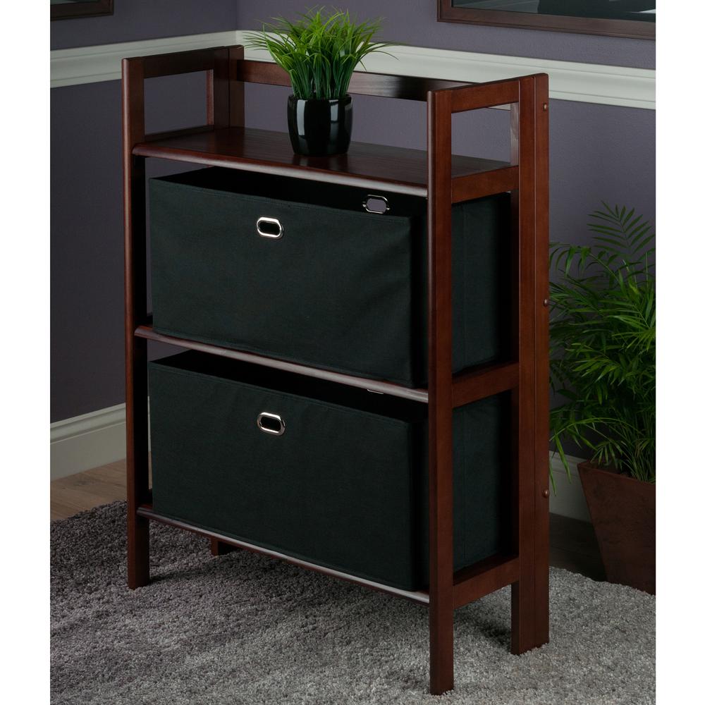 Torino 3-PC Set Folding Bookcase w/ Fabric Basket - Winsome Wood